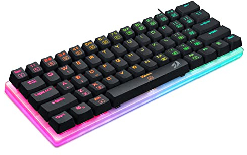 Redragon K605 Alien Giant - Teclado mecánico para Juegos, 61 Teclas súper Grandes e Interruptor Azul Outemu, retroiluminación LED RGB ergonómica, con Cable Tipo C, tecla Completa, sin conflictos,