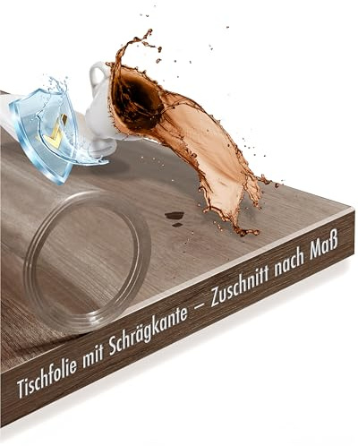 TEXMAXX Tischfolie transparent 2mm mit abgeschrägter Kante/Tischschutz transparent versch. Größen und Wunschmaß/Tisch Schutzfolie transparent/Folie für Tisch aus PVC - 80 cm x 60 cm