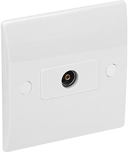 Single Co-Axial Socket – White Molded Square Edge TV Aerial Outlet – Durable & Stylish Design – Easy to Install – Ideal for Home & Office – Compatible with Standard Coaxial Cables & Connections