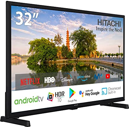Hitachi 32HAE2351E Android Smart TV 32 Pulgadas, Alta definición, HDR10, Bluetooth, Google Play, Chromecast Integrado, Compatible con Google Assistant TDT y satélite