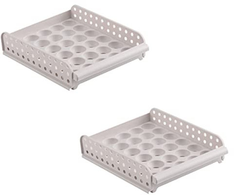 Mobestech Egg Crisper Double Storage Box for Household Use Keeps Eggs Fresh in Fridge for Kitchen Goods Holds in Two Layers