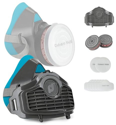 HOLULO 2 in1 Atemschutzmaske mit Filter, Staubschutzmaske, Staubmasken Atemschutz Feinstaub, Wiederverwendbar Atemschutzmaske für Lackierer, Arbeiten, Schleifen