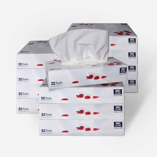 Farla Medical Healthcare Facial Tissues, Pack of 12 Tissue Boxes - 2-Ply, 100 Sheets Soft White Tissue Paper - Versatile for Home, Office, Schools & Healthcare - Fits Standard Tissue Dispensers