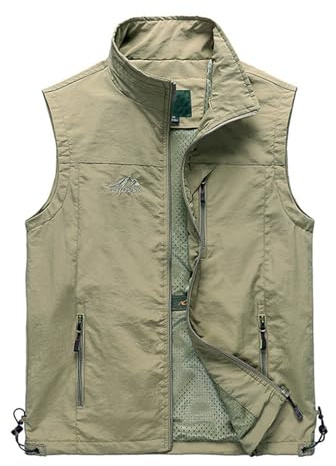 RUMAOZIA Gilet estivo da uomo, leggero, per attività all'aria aperta, taglie forti, gilet da pesca, gilet da caccia, senza maniche, giacca da campeggio, gilet da lavoro, traspirante, multifunzione