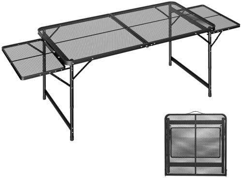 AufuN Tables de camping portables avec 3 hauteurs réglables, pliables, 120 x 60 x 55 cm