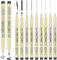 9 Stück Micron Fineliner Stifte,Fineliner Set Schwarz mit 9 Verschiedene Linienbreiten,Wasserfest Tuschestift zum Illustrationen,Zeichenstifte Tuschestifte, für Künstler Illustration Skizzieren Manga