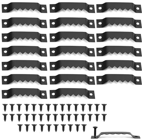 20 pièces crochets de suspension à dents de scie en métal avec vis pour cadres photo, images lourdes, toiles, horloges et articles d'artisanat (noir)