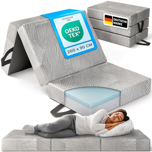 gurkler® Komfort Klappmatratze 90x200 x 15 cm - Memory Foam - Gästebett und Faltmatratze als Gästematratze - Bequem & waschbar