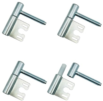 LOOTICH Charnières Ø 13,5x63mm pour Cadres en Acier avec Plaque Paumelles Percée Charnières Amovibles pour Portes Intérieures et en Bois à Feuillure 4 Pièces