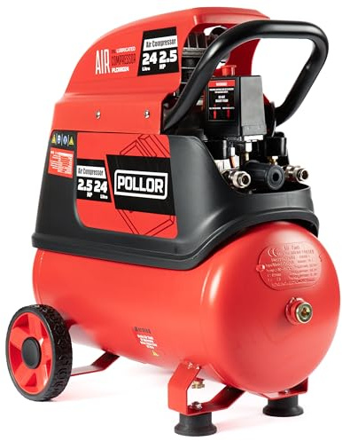 POLLOR Air Compressor 24 Litre Direct Drive 9.6CFM 24L 115psi 8 BAR 2.5HP Portable Twin Outlet