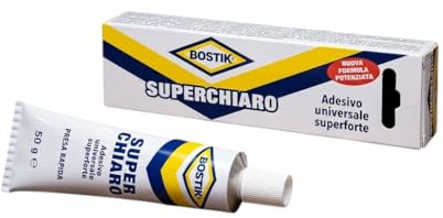 Bostik Superchiaro - Adesivo Universale a Contatto Superforte, Presa Rapida, Trasparente/Giallo Miele, Tubetto da 50g