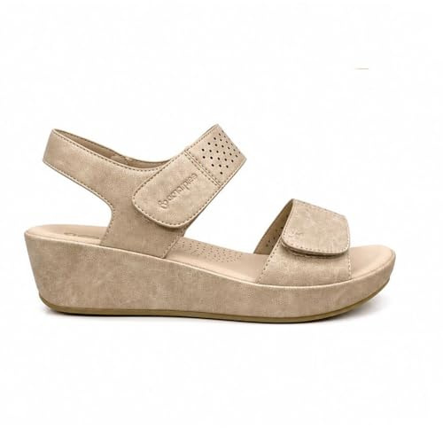 amarpies - AMARPIES ABZ23587 Sandalias de Cuña Mujer con Gancho Ajustable Color Dorado para: Mujer
