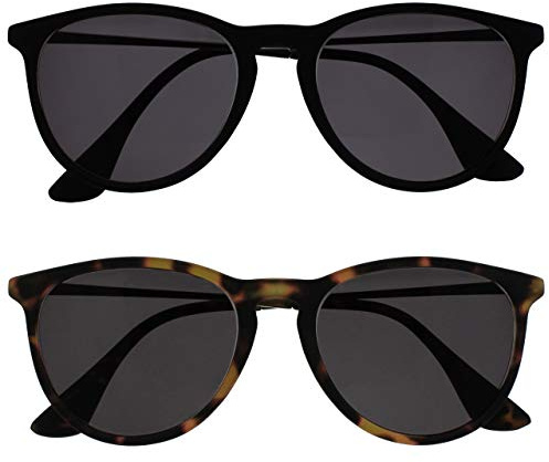 OPULIZE Jet Sunglasses 2 Pack Stylish Large Designer Frame Scratch Resistant Tinted Lens UV400 Protection Black Brown Mens Womens SS96-12 +0.00