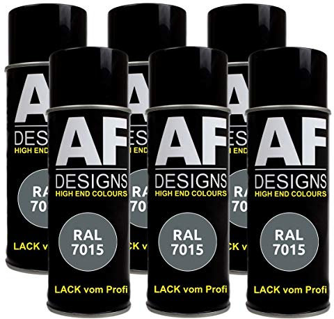 Alex Flittner Designs 6x RAL Lackspray Autolack Buntlack Spraydose RAL7015 SCHIEFERGRAU matt