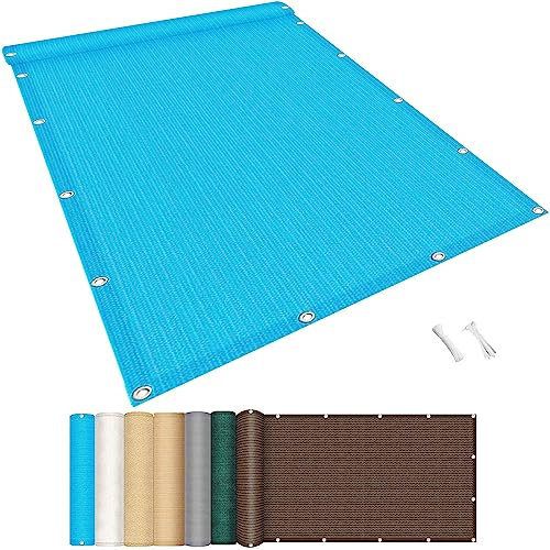 Balkon Sichtschutz Balkonabdeckung 140 x 950 cm Reißfest UV-Schutz atmungsaktiv Wetterfest Balkonverkleidung mit Ösen und Kabelbinder für Garten Balkon Terrasse Outdoor, Blau