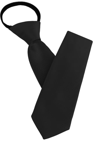 AUYAO Cravatta Uomo Pre-legata Con Cerniera 8cm, Nera, Regolabile, Tinta Unita, Uniforme per Business Casual