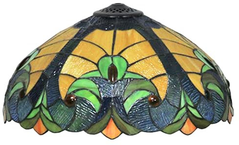 BOTOWI Tiffany Table Lamp Shade Replacement Only 20X9 Inch Stained Glass Dragonfly Baroque Rose Wisteria Mission Hat Lampshades Vintage Handmade Light Cover for Desk Light Floor Lamp,Baroque