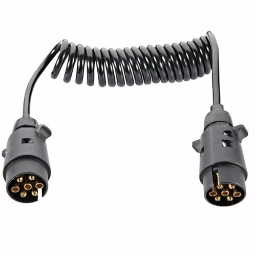 AHMistool Cable alargador de 3 m de 7 pines en espiral para coche, camión, remolque, caravana, barco, UTV, tractor, ATV