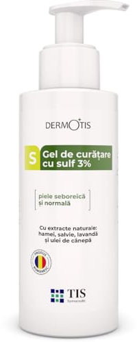 TIS Soufre 3% Nettoyant pour le corps du visage 300 ml – Gel anti-acné et peau grasse – Points noirs et boutons | Peau sujette à l'acné, effet nettoyant, élimine le sébum et les impuretés | Réduit les