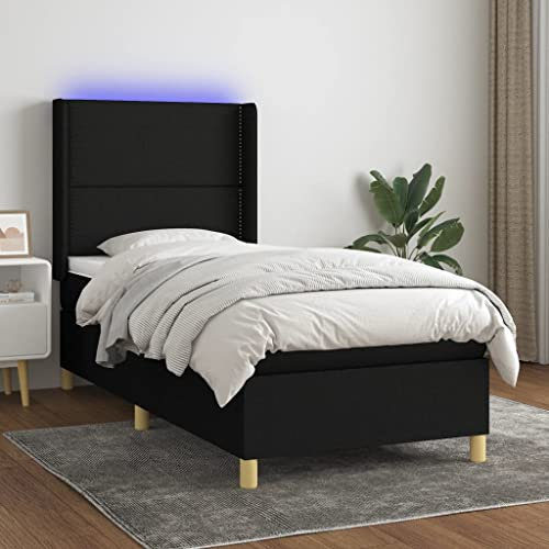 qohoio Boxspringbett mit Matratze & LED Bett Boxspringbett Bett Mit Matratze Polsterbett Schlafzimmer MöBel Schwarz 100x200 cm Stoff - 3138775