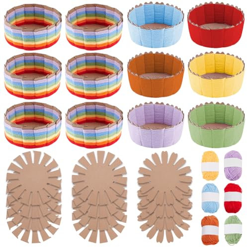 FREEBLOSS 12 Set Basket Weaving Kit Yarn Basket Weaving Kit Creative Woven Bowl Suitable for Arts and Crafts Projects with Instriction Easter Basket Activities for Easter Eggs