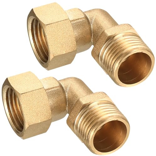 2 PcsBrass Pipe Fittings, Brass Compression 90 Degree Brass Elbow Pipe Fittings, Elbow 1/2 Inch 90 Degree Elbow Connectors Couplers for Plumbing Fittings