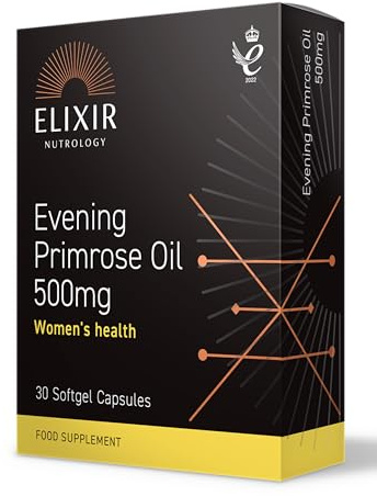 Evening Primrose Oil 500mg Capsules | Supports Women’s Health & Wellbeing | Rich Source of GLA with Added Vitamin E | Supports Skin Health & Antioxidant Protection | 30 Capsules | UK Made