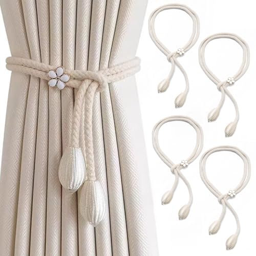 Raffhalter Für Vorhänge, 4 Stück Vorhang Raffhalter, Fake Brille, Off White Gardinenhalter, Einstellbar Gardinen Zusammenbinden, Eleganter Curtain Rope Buckle Für Gardinen Befestigung