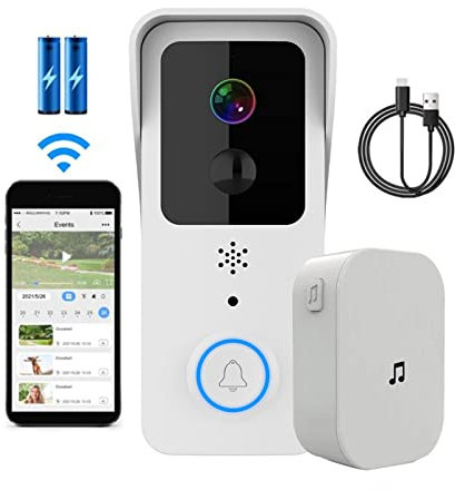 Sonnette sans Fil avec Camera, Tuya sonnette vidéo 5G/2.4GHz double extérieur sans fil sonnette de porte 1080P étanche IP54 maison intelligente interphone porte téléphone caméra pour la sécurité de la