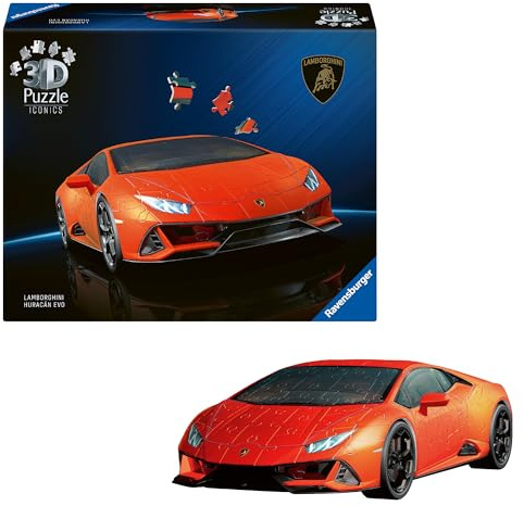 Ravensburger - Puzzle 3d Lamborghini Huracán EVO | Modellismo Da Costruire Adulti | 163 Pezzi | Regalo Bambino 8 Anni e Più | Regalo Adulti | Idee Regalo