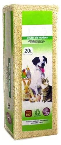 pcmoviles Lecho Natural de Virutas de Madera para Pequeñas Mascotas – Serrín Natural, 20L
