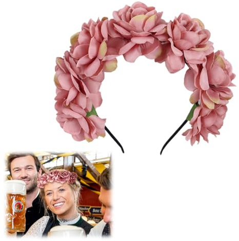 OUDQFCJ Diadema de Flores Corona Floral para Mujeres y Niñas Accesorio de Pelo con Flores para Bodas Carnaval Fiesta Temática Oktoberfest Decoración