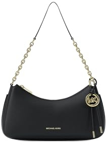 Michael Kors Nolita Medium Chain Pouchette Bag, Gold-Tone Hardware/Matte Pebbled Leather/Black