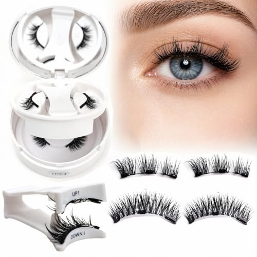 2 pares Pestañas Magnéticas de Aspecto Natural con Aplicador, Kit de Pestañas Postizas Magnéticas Sin Delineador y Sin Pegamento, Reutilizables