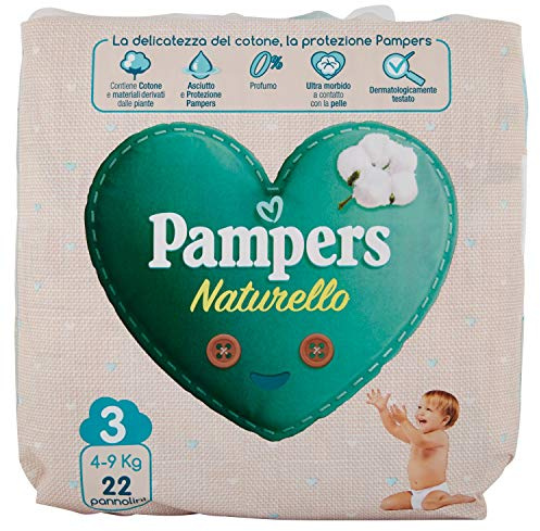 Pampers Naturello Midi, 22 Windeln, Größe 3 (4-9 kg)