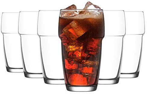 Argon Tableware 6X 340ml Apilado Stacking Highball Glasses - Modern Water Juice Spirit Glass Drinking Hiball - Clear