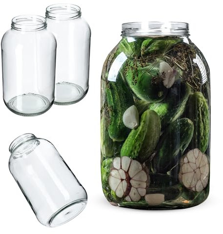 KADAX Bocaux en Verre de 4 L, Bocaux avec Couvercle Hermétique de 100mm pour la Conservation et la Fermentation, Bocaux pour Cornichons (Sans Couvercles, Lot de 2)