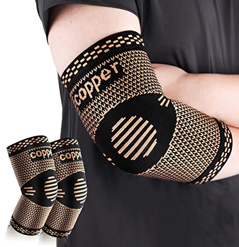 Vlela Copper Elbow Sleeve,Elbow Compression Sleeve, Elbow Brace For Tendonitis and Tennis Elbow,Golfers, Arthritis, Bursitis,Pain Relief,Weightlifting, Fit for Men & Women