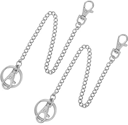Giantree 2Pcs 25CM Chaîne Porte-Clés, Chaîne Porte-Clés Pantalon Avec Mousqueton Acier Inoxydable Chaîne Durable Mousqueton Porte-Clés Pour Hommes