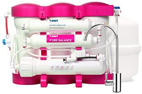 BWT Ósmosis Inversa Doméstica PURE Balance, 6 etapas, 280 L/día, elimina 99,9 % impurezas, proporción agua pura/drenaje 1:1, instalación bajo fregadero