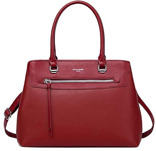 David Jones - Damen Handtasche Elegante - Frau Henkeltasche PU Leder - Schultertasche Tote Shopper Tasche - Mehrere Fächer Viele Taschen - Umhängetasche Alltags Mode Klassisch Stadt Arbeit - Rot