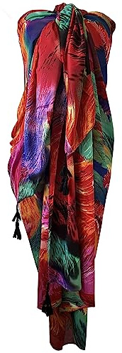 Central Chic Châle de plage enroulé avec franges multicolores de grande taille à motifs colorés pour l'été, décontracté, maillot de bain, paréo, couverture, bikini, couverture pour la plage