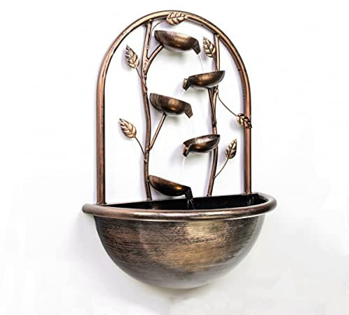 LQSSA Fontaine d'eau de Jardin extérieure H55 cm, Fontaine Murale à Feuilles en Cascade avec lumières, Cascades sur Pied, fontaines pour la Maison et la Cour Decoration