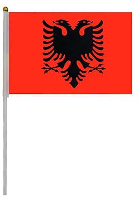 Lot de 20 drapeaux à manivelle Albanie pour la fête nationale, mini drapeau Albanie, drapeau Albanie, mini drapeau Albanie