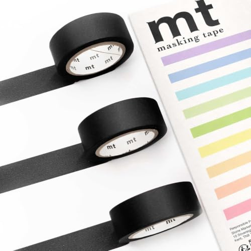 MT Washi Masking Tape - Kamoi Paper Washi Adhesive Tape - 15mm * 7m (Black)