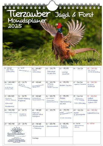 Tierzauber Jagd & Forst Planer DIN A3 Kalender für 2025 - Seelenzauber