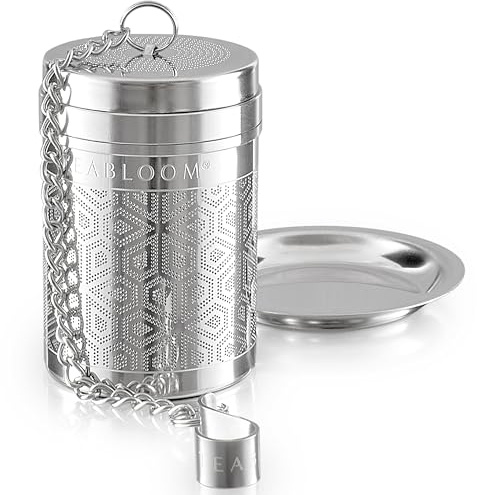 Teabloom Elegant Stainless Steel Loose Leaf Tea Infuser – Tea Connoisseur's Choice for White, Green, Oolong, Black, and Herbal Teas – Geometric Blossom Design – Small Size