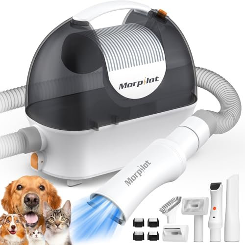 Hundeschermaschine mit Staubsauger, Morpilot Hundestaubsauger mit Bürste Zubehör für Hund Katze, 12000Pa Tierhaarschneidemaschine Elektrische Hundeschermaschine mit 3L Staubbehälter
