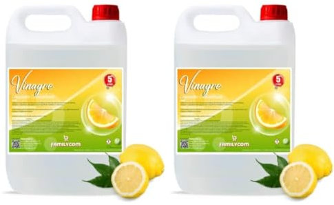 FAMILYCOM. Vinagre de Limpieza Concentrado. 10º de Acidez. Potente Limpiador Multiusos. 100% Natural y Ecológico. Formato 5 Litros. PACK 2.