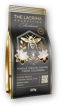 Colombiana Coffee (Whole Beans) – 100% Arabica – Medium Roast – Chocolate, Caramel, Citrus Notes – Certified Bee-Friendly – Grown Sustainably – Luxury Gift - 227g